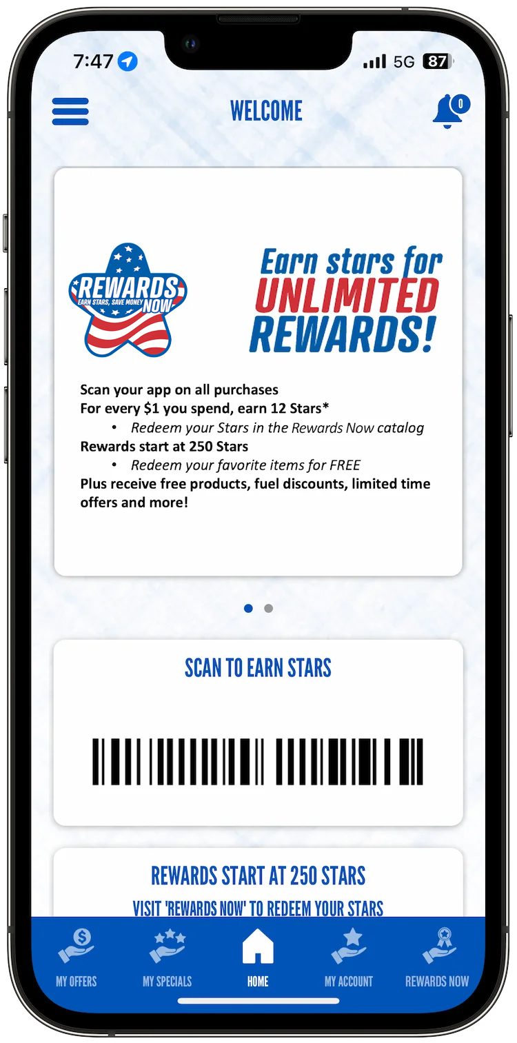 myrewardsnow-phone Rewards Now Mobile App by CAL's C Stores